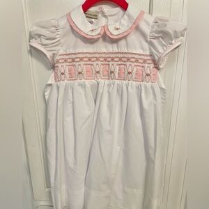 Pink and White Smocked Kids Dress